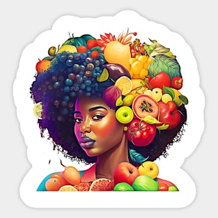 Fruitful Black Woman Healthy Food African American Women Sticker